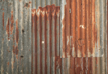 Rusty corrugated metal wall texture の写真素材