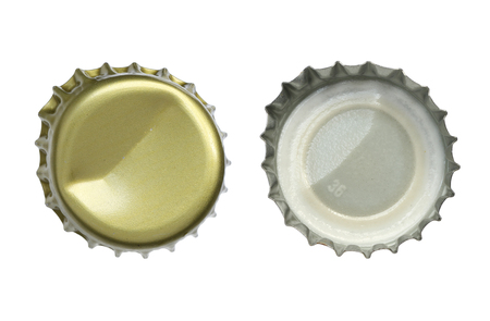 Metal bottle cap isolated on white backgroundの写真素材