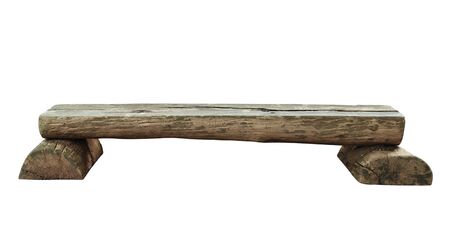 Garden bench weathered timber chair (with clipping path) isolated on white backgroundの写真素材