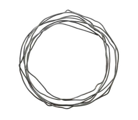 Roll of kinked industry wire isolated on white backgroundの写真素材