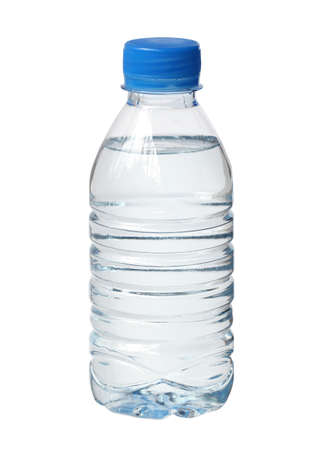 Plastic water bottle disposable   isolated on white backgroundの写真素材