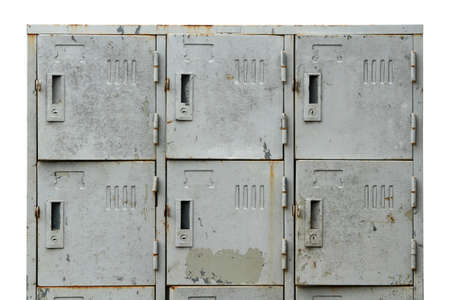 Dirty locker cabinet (with  ) isolated on white backgroundの写真素材