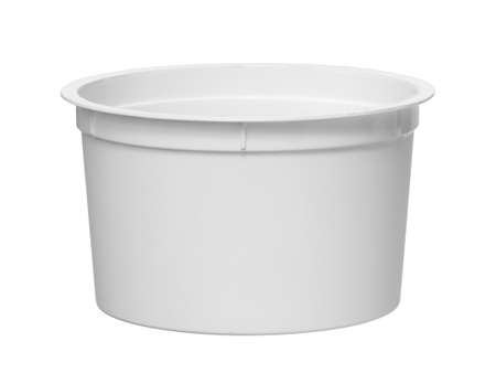 Plastic food cup disposableisolated on white backgroundの写真素材