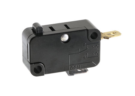Micro limit switch for microwave oven door (with clipping path) isolated on white backgroundの写真素材