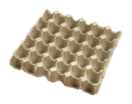 Paper eggs tray (with clipping path) isolated on white backgroundの写真素材