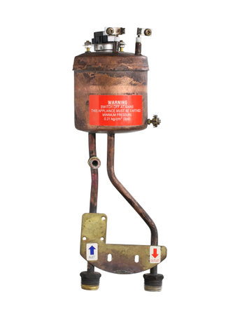 Electric water heater boiler tank assembly (with clipping path) isolated on white backgroundの写真素材