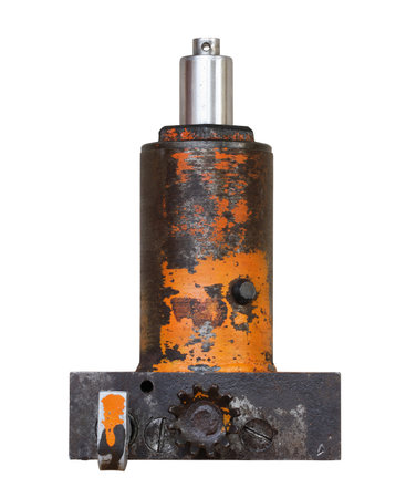 Power unit assembly of hydraulic floor jack  (with clipping path) isolated on white backgroundの写真素材