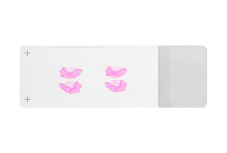 Human tissue microscope slides (with clipping path) isolated on white backgroundの写真素材