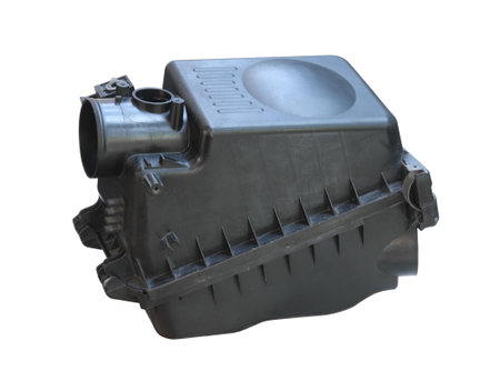 Engine air filter cleaner box housing (with clipping path) isolated on white backgroundの写真素材
