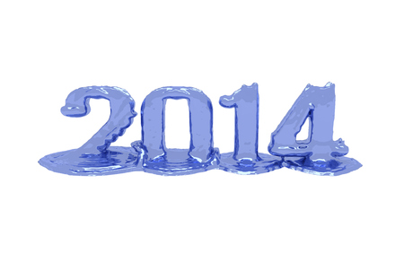 Text of the year 2014 that melts on the white backgroundの写真素材