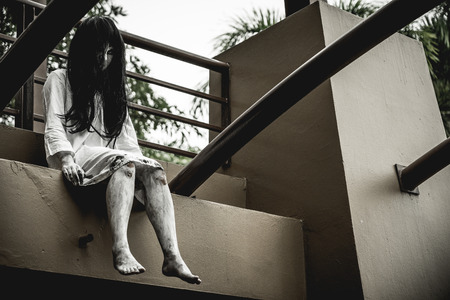 Halloween or horror concept, Women dressed in costume cosplay horror zombies or ghost on Halloween festival.の写真素材