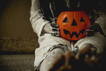 Halloween or horror concept, Women dressed in costume cosplay horror zombies or ghost on Halloween festival.の写真素材