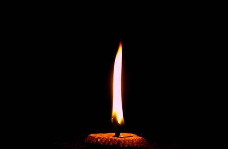 Candle light in darkの写真素材