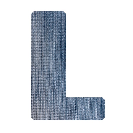 Alphabet from jeans fabric, on white background の写真素材
