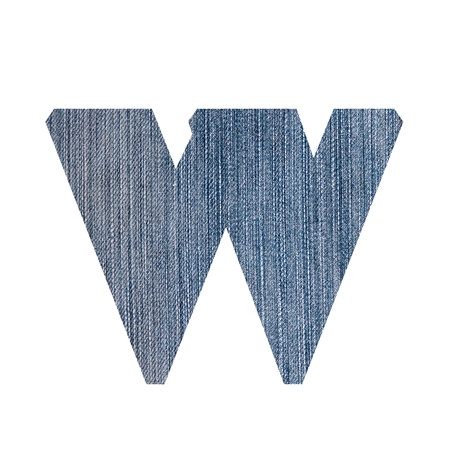 Alphabet from jeans fabric, on white background の写真素材