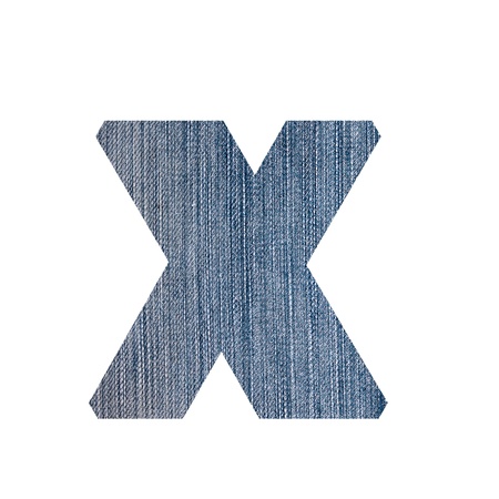 Alphabet from jeans fabric, on white background の写真素材
