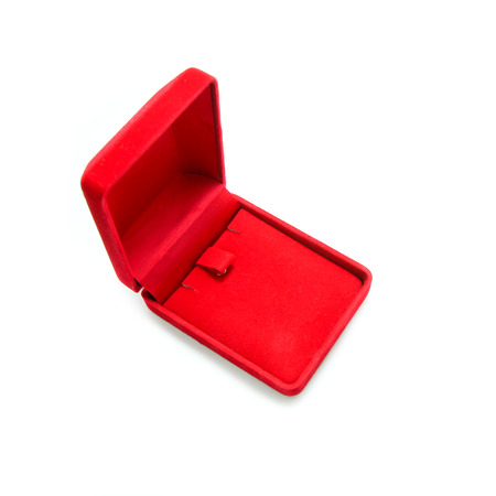 Red velvet box on white ,Openの写真素材