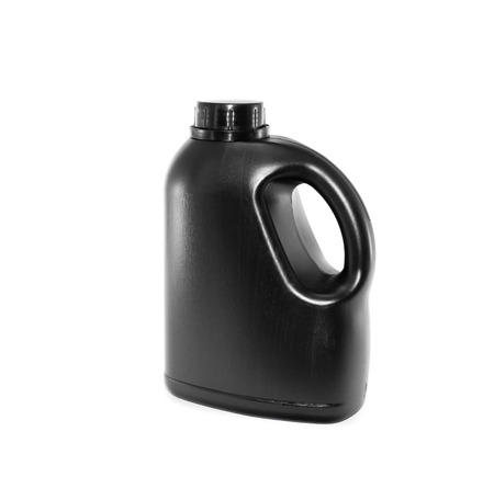 Black gallon with empty label on white backgroundの写真素材