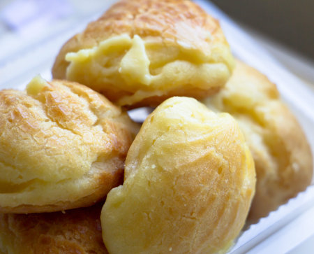 Thai custard bun on white background