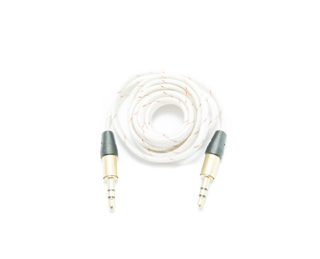 audio cable on white backgroundの写真素材