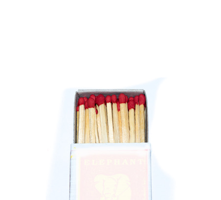 Box of matches on white backgroundの写真素材