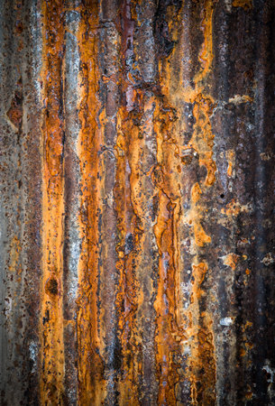 rusty on metal corrugated sheet
