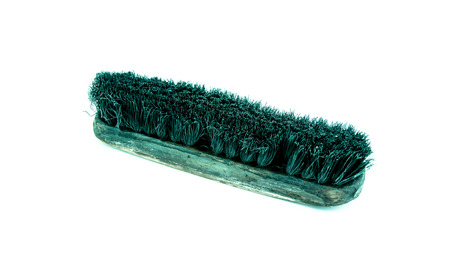 Old clothes brush on white background,  old wooden clothes brushの写真素材