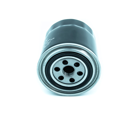 Oil filter for car on white backgroundの写真素材
