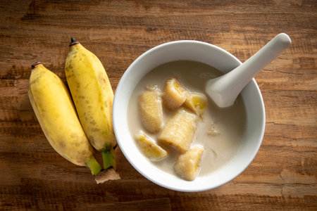 Thai Banana in Coconut Milk. Traditional dessert of  Thailand.の写真素材