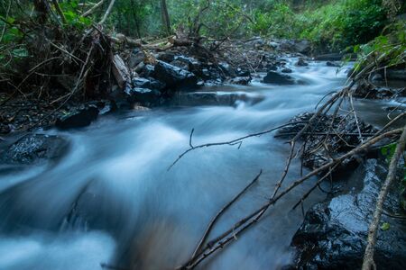 The small waterfall  in nature forest. Omkoi, Chiang Mai province, Thailandの写真素材