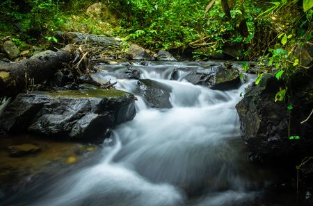 The small waterfall  in nature forest. Omkoi, Chiang Mai province, Thailandの写真素材