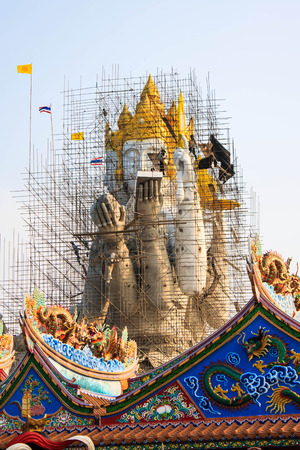 constructions the brahma shrine, chachoengsao in thailandのeditorial素材