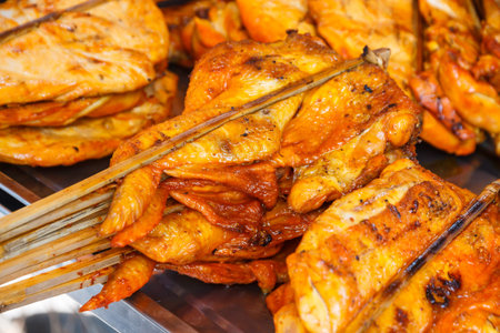 Grilled chicken skewers,Thailand foodの写真素材