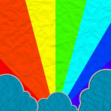 cloud paper craft and rainbowの写真素材