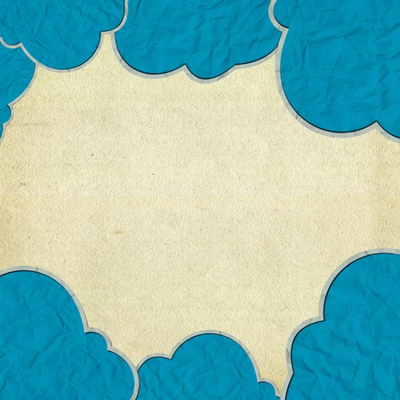 cloud paper craft and old paperの写真素材