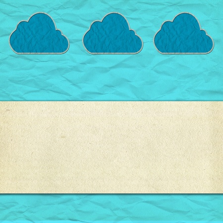 cloud paper craft and old paperの写真素材