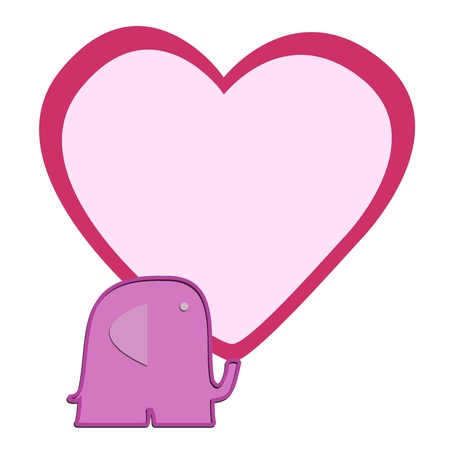 Valentine Elephants with heart for background and text noteの写真素材