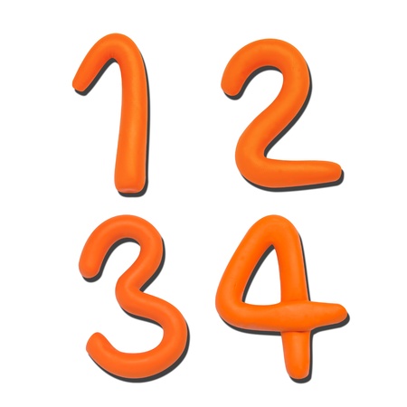 Alphabet Letters Number Plasticine on white background (1 2 3 4)の写真素材