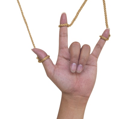 Love hand sign isolated , with Rope の写真素材