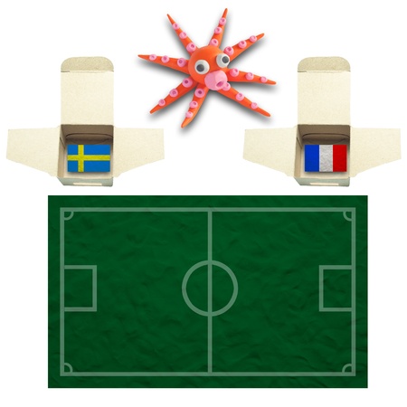 Squid Football with the flag Sweden and Franceの写真素材