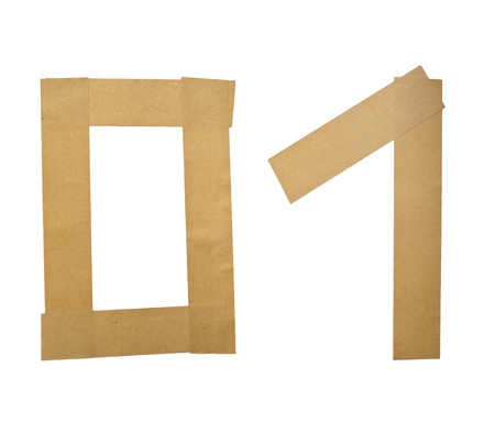 Alphabet Letters Number Leafs on white background (0 1)の写真素材