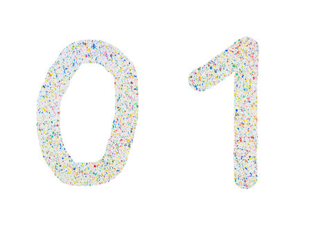 Handwritten colorful watercolor alphabet number, isolated