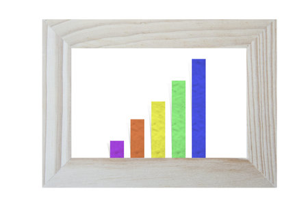 Plasticine graph stick on wood background, isolated