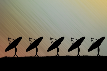 Silhouette of satellite on abstract backgroundの写真素材