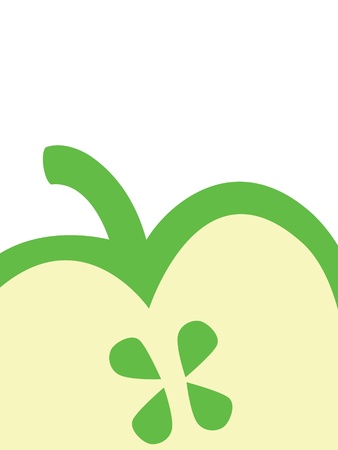 Green apple slice on white backgroundの写真素材