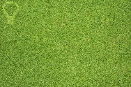 Bulb light icon on green grass texture and  backgroundの写真素材