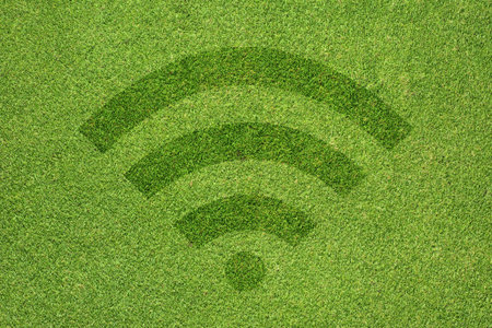 Wireless icon on green grass texture and  background