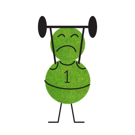 Emotion weight of sport green grass on white backgroundの写真素材