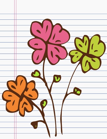 Drawing flower on paperのイラスト素材