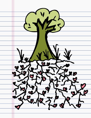 Drawing heart and tree, conceptのイラスト素材